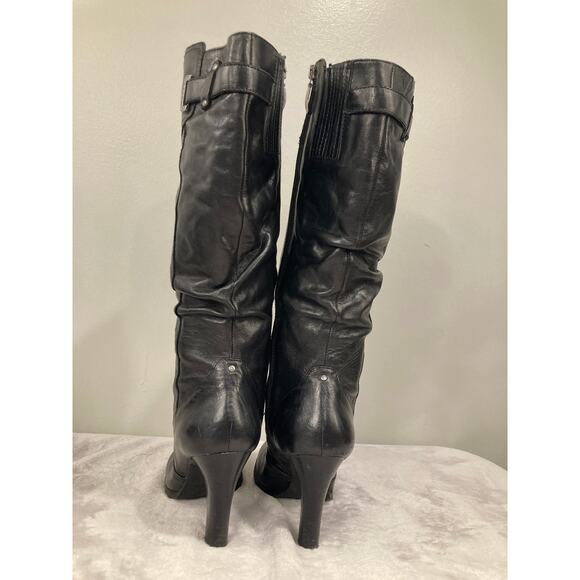 Guess Tall Black Fashion Boots with Buckle Soft Leather Heeled Boots Size 8 - Picture 7 of 13